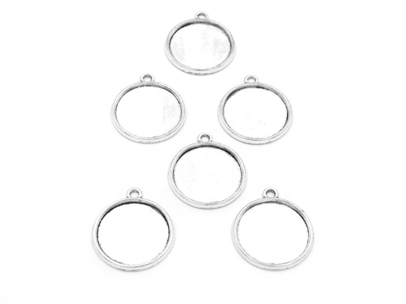 Fassungen in antik silberfarben für 18mm Cabochons 6 Stück