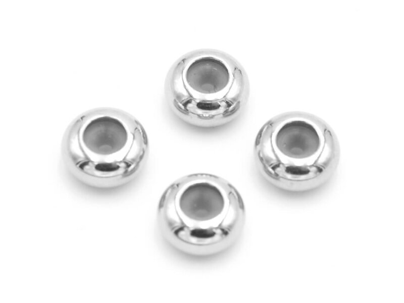 Stopperperlen aus 304 Edelstahl mit Silikon in platinfarben 7mm 4 Stück