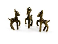 3 Rehe 3D Anhänger in antik bronze