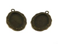2 Fassungen in antik Bronze für 25 x 18 mm Cabochon