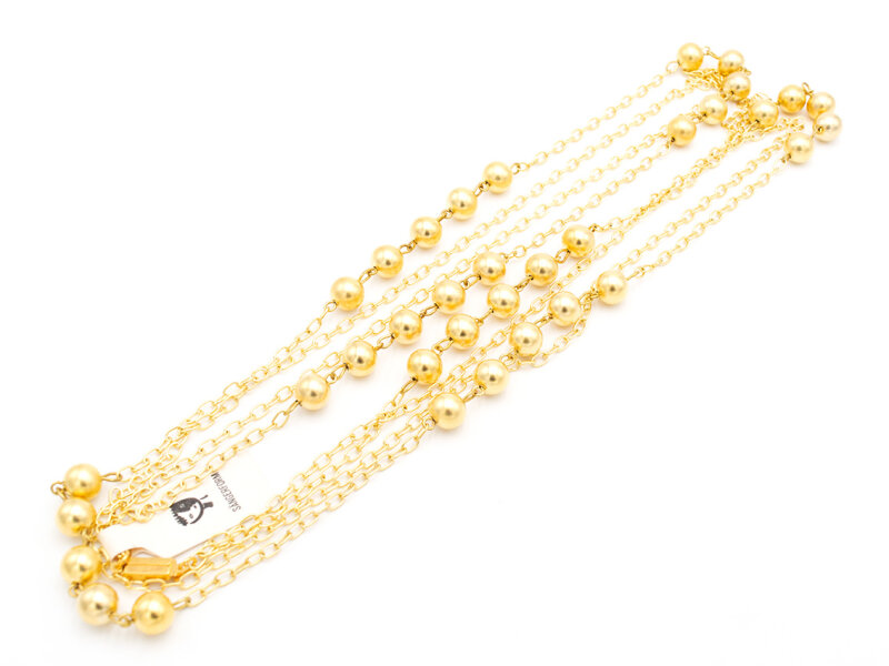 zweireihige Gliederkette mit Kugeln in goldfarben ein Meter