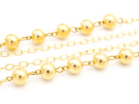 zweireihige Gliederkette mit Kugeln in goldfarben ein Meter