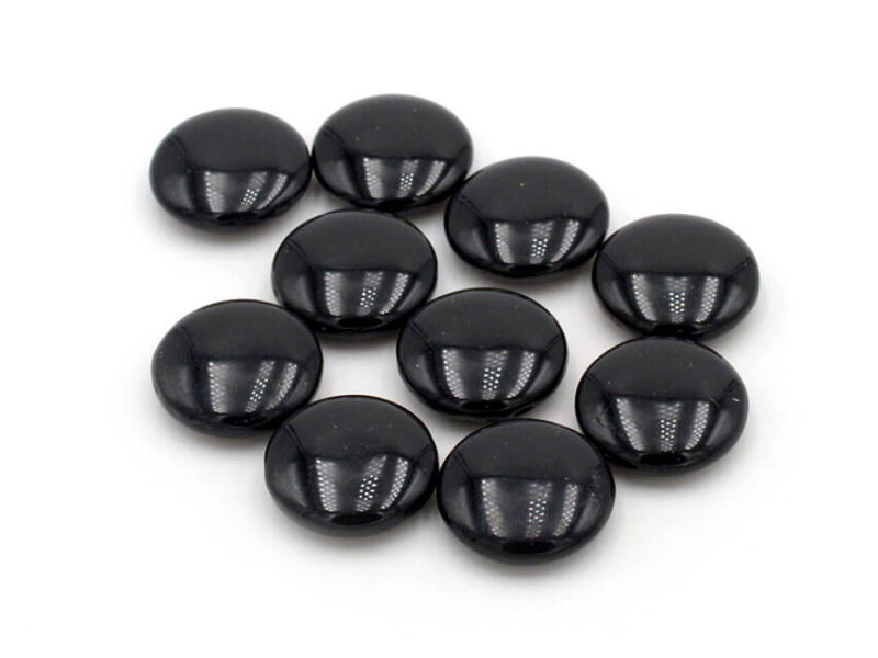 doppelseitige Glascabochons in schwarz 14mm 10 Stück