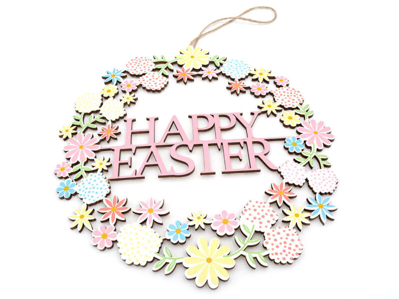 Wanddeko mit Schriftzug Happy Easter aus Holz