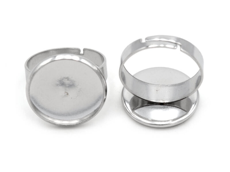 Ringrohlinge aus 304 Edelstahl in platinfarben für 16 mm Cabochons 2 Stück