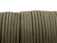 Velourband aus Wildlederimitat in khaki 3 mm breit, 4 m