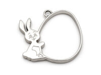 Hase mit Osterei als Lünette in platinfarben 2...