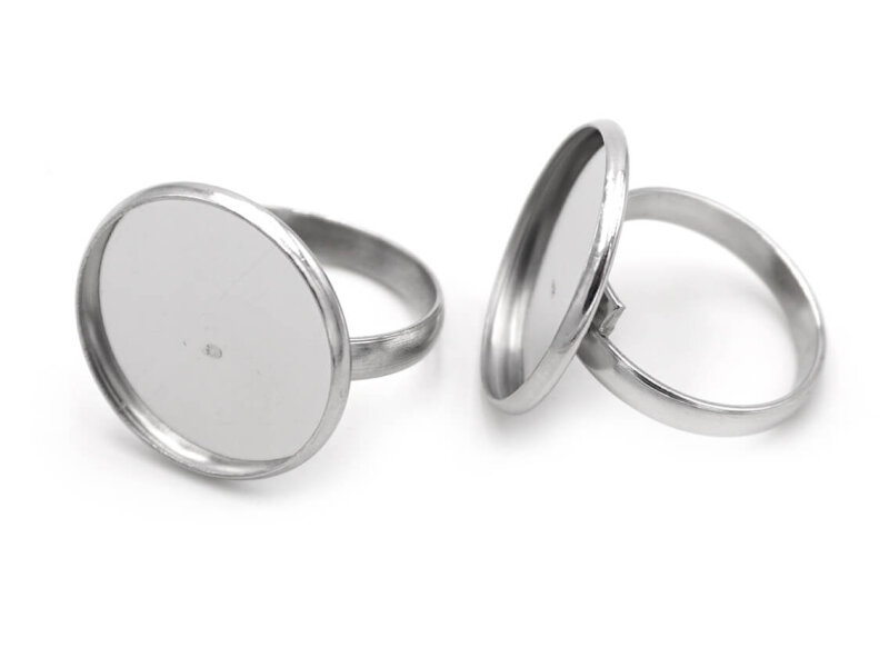 Ringrohlinge aus 304 Edelstahl in platinfarben für 20 mm Cabochons 2 Stück