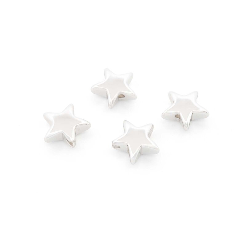 Zwischenperle als Stern aus Hämatit in Silberfarben beschichtet 8mm 4 Stück