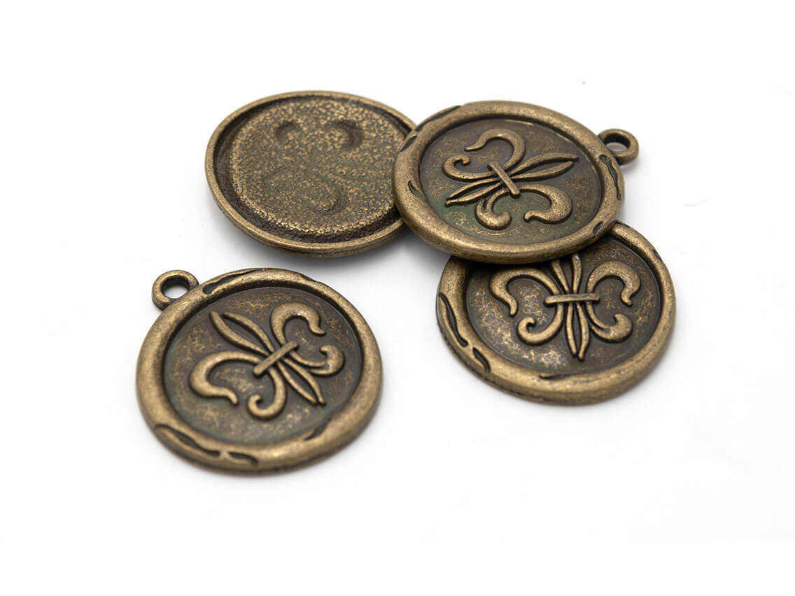 Vintageparts Anhänger Siegel in antik bronzefarben
