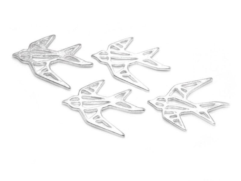 Verbinder Schwalbe im Origami Stil in silberfarben 4 Stück