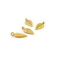 Blatt Anhänger antik goldfarben 19x9mm 10 Stück
