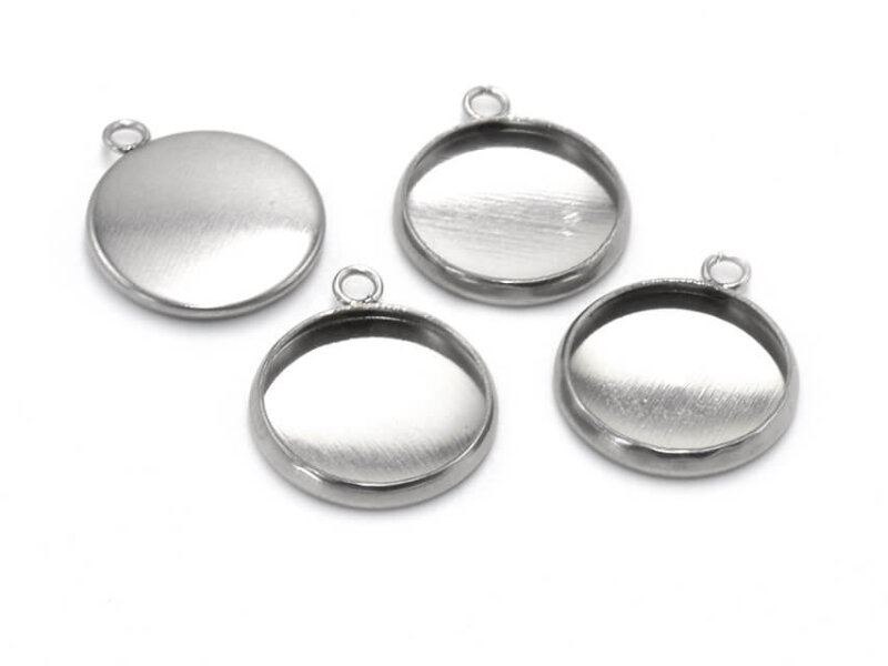 Fassung aus Edelstahl in platinfarben 12 mm im 4er Set
