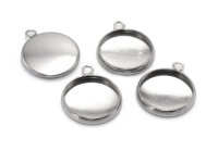 Fassung aus Edelstahl in platinfarben 12 mm im 4er Set