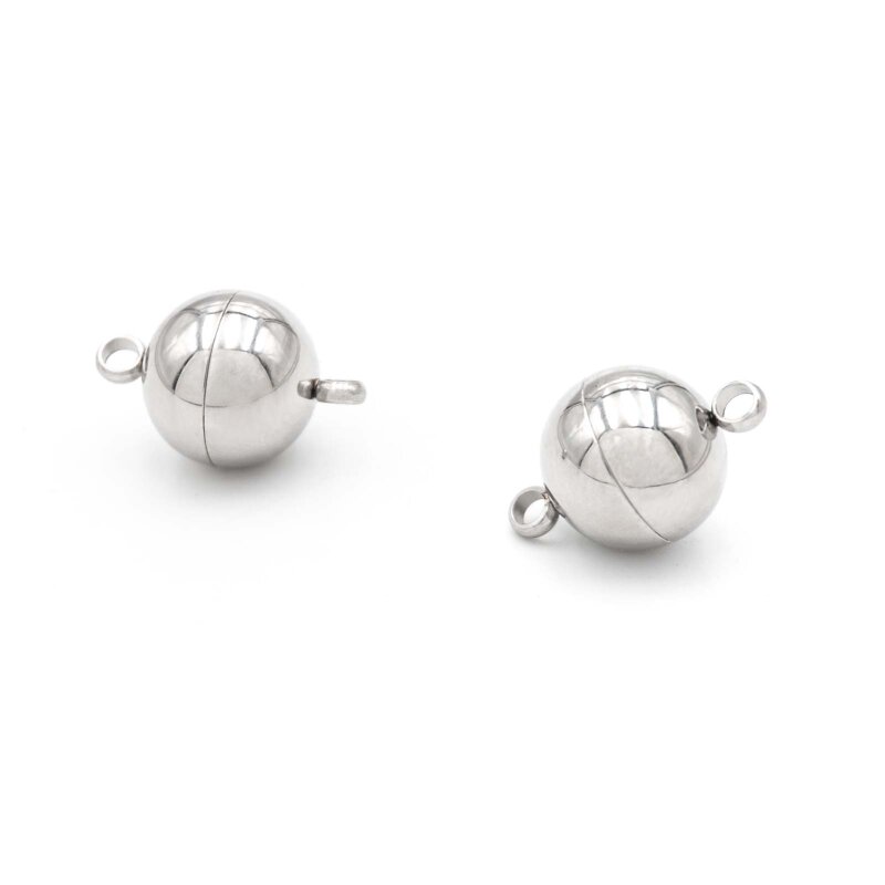 Magnetverschlüsse Kugel 304 Edelstahl 15x10 mm Platinfarben 2 Stück