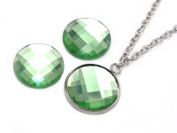 Glasschliffcabochons in grün 18 mm 4 Stück