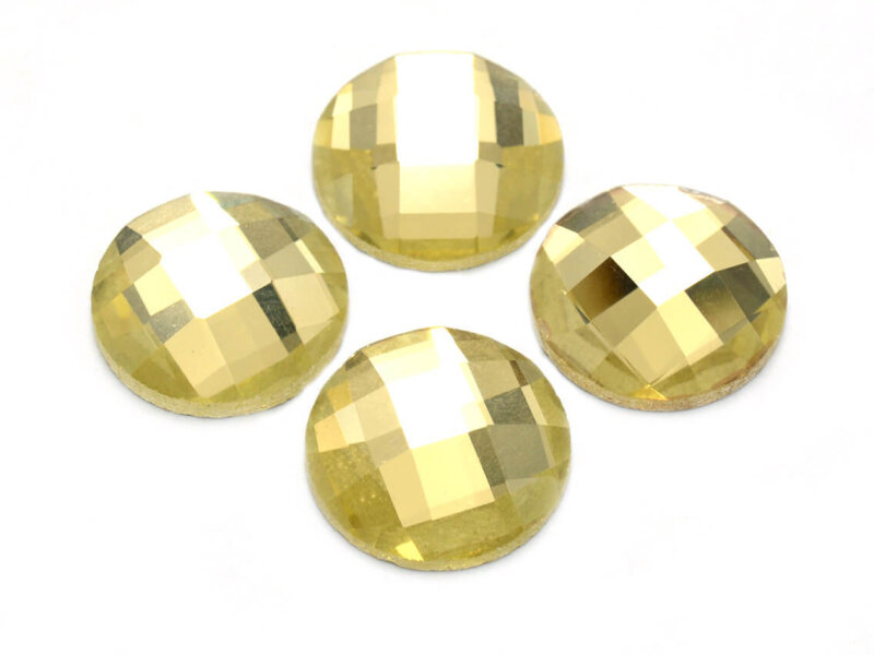 Glasschliffcabochons in gelb 16 mm 4 Stück