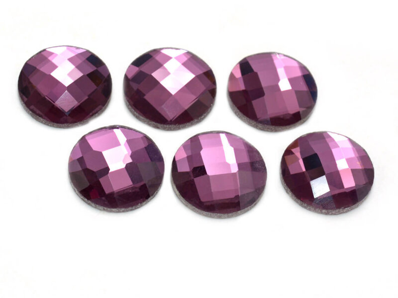 Glasschliffcabochons in flieder 14 mm 6 Stück