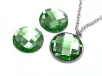 Glasschliffcabochons in grün 20 mm 4 Stück
