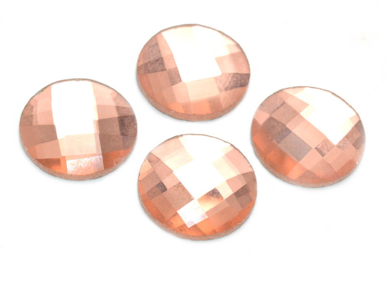 Glasschliffcabochon in lachsfarben 18 mm 4 Stück