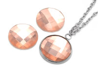 Glasschliffcabochon in lachsfarben 18 mm 4 Stück