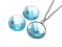 Glasschliffcabochons in himmelblau 18 mm 4 Stück