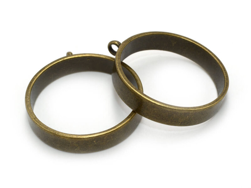 Anhänger Lünette als Kreis in antik Bronze 2 Stück