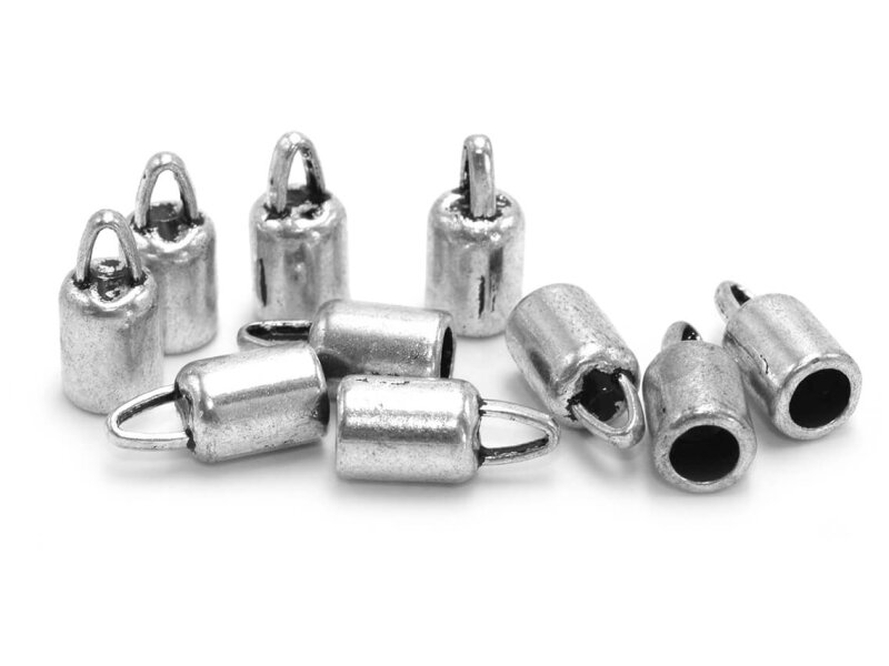 Endkappen für 4 mm Bänder in antik silberfarben 10 Stück