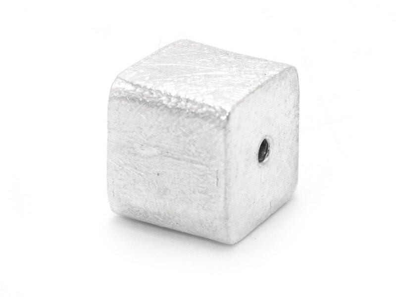 matt geschliffene Perle als Würfel aus 925 Silber 12 mm 1 Stück