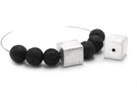 matt geschliffene Perle als Würfel aus 925 Silber 12...