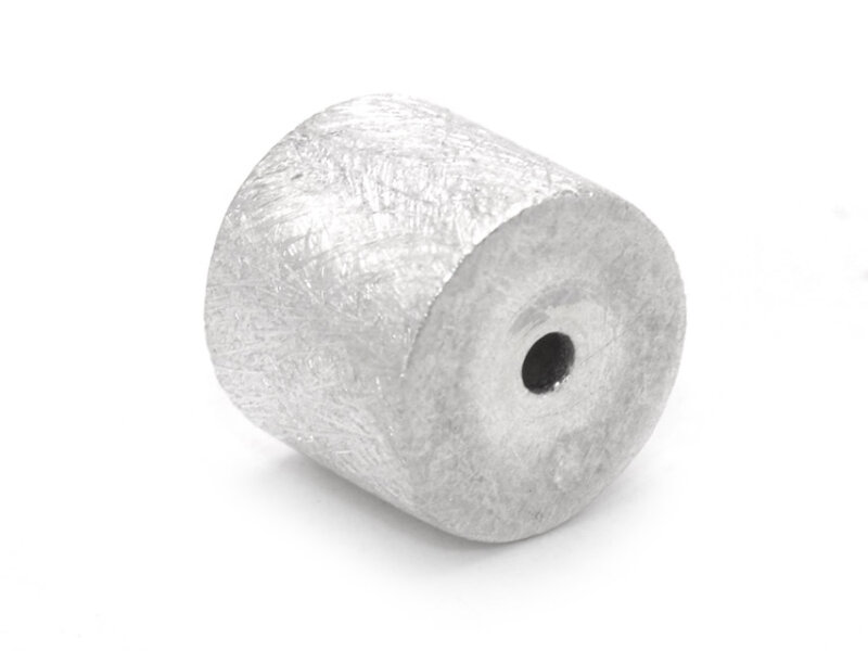matt geschliffene Perle als Zylinder aus 925 Silber 12 mm 1 Stück