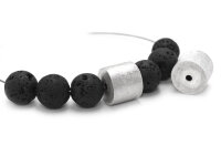 matt geschliffene Perle als Zylinder aus 925 Silber 12 mm...