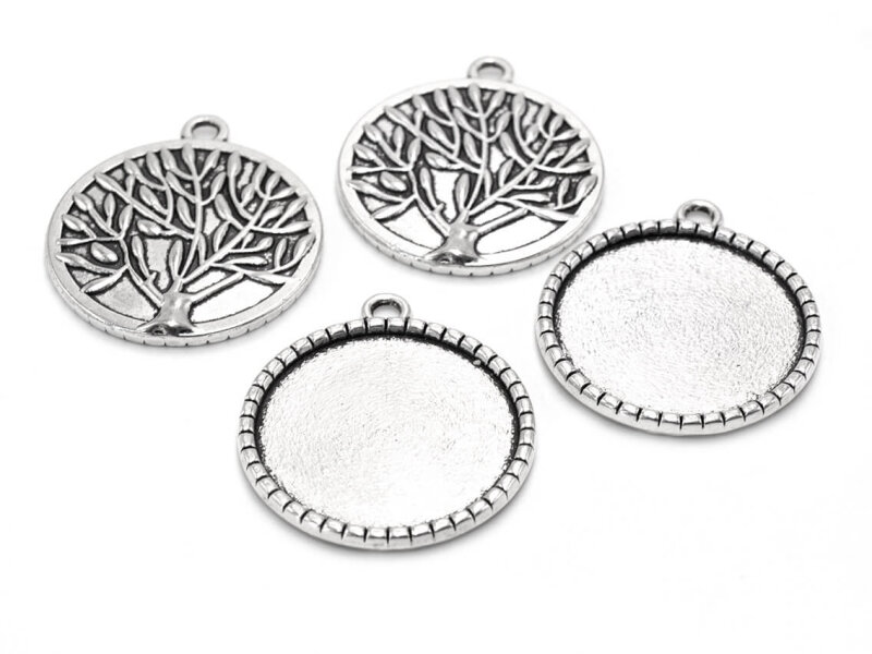 Fassungen für 25 mm Cabochons in antik silberfarben 4 Stück