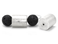 matt geschliffene Perle als Zylinder aus 925 Silber 20 mm...
