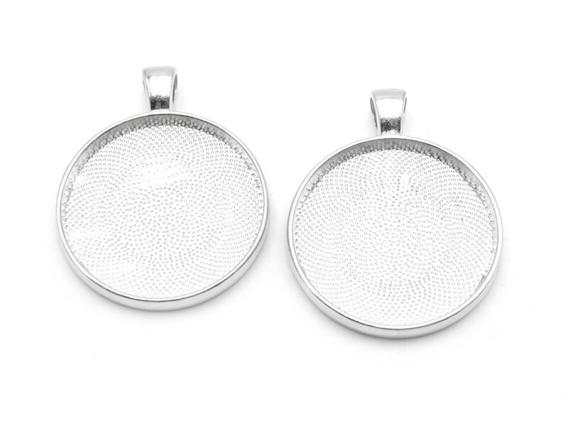 schlichte Fassungen für 30 mm Cabochons in silberfarben 2 Stück