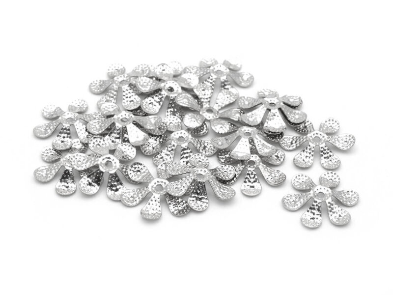 Perlkappen in Blütenform platinfarben 10 mm 20 Stück