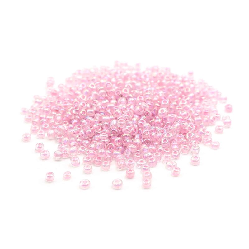 Rocailles Perlen in Rosa mit Holo Effekt 3 mm 20 Gramm