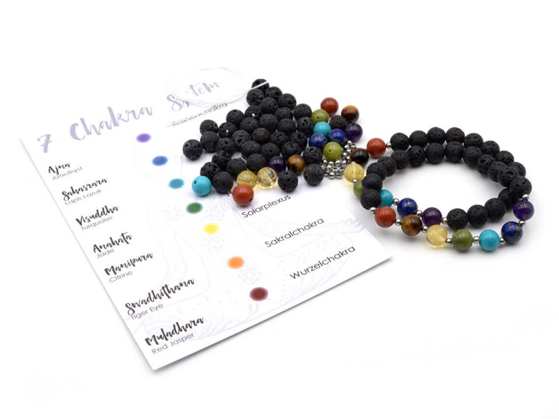 Perlen Bastelset Chakra mit Natursteinperlen und Edelsteinperlen für zwei Armbänder