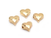 Zwischenperle Herz, Messing, 18K Gold + Anlaufschutz...