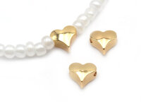 Zwischenperle Herz, Messing, 18K Gold + Anlaufschutz...