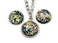 Cabochon aus Resin in schwarz 12 mm 4 Stück