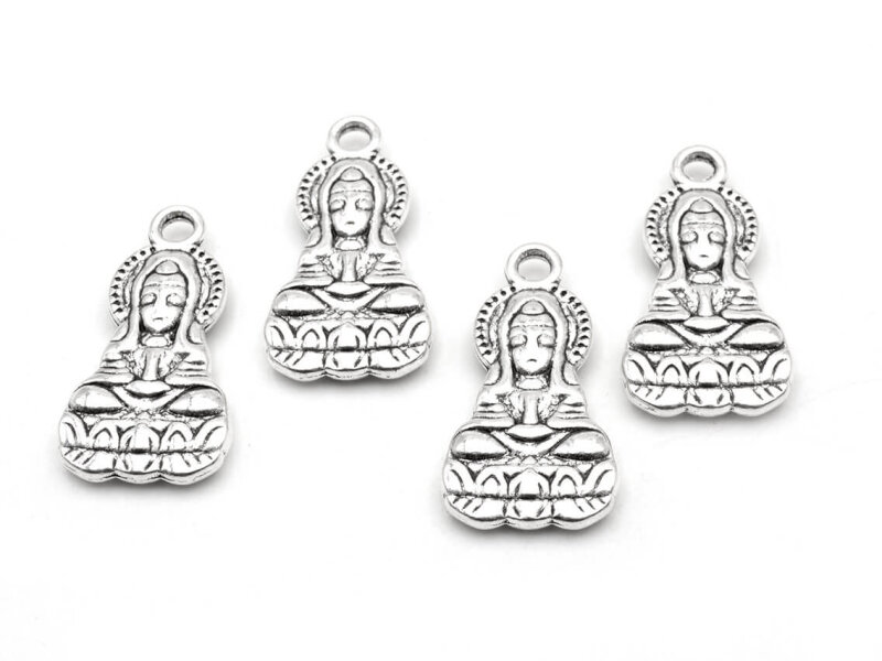 Anhänger Bodhisattva in antik silberfarben 4 Stück