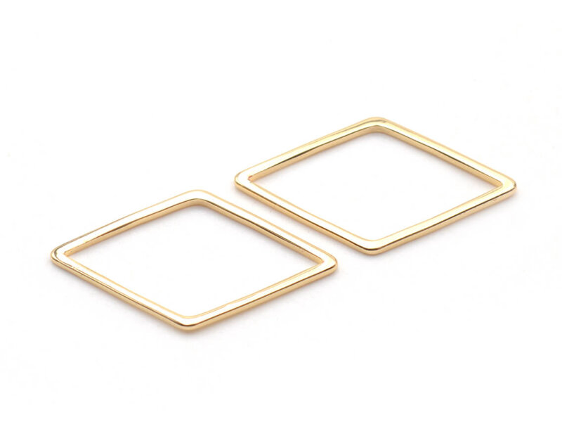 Rhombus als Verbinder aus Messing in goldfarben 2 Stück