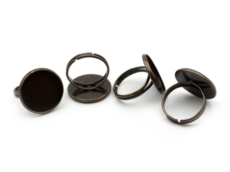 Ringrohlinge mit Fassung für 18mm Cabochons in antik bronzefarben 4 Stück