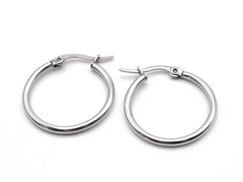 Creole aus 304 Edelstahl in platinfarben 23mm 2 Stück