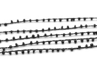 Schnur mit eingearbeiteten Rocailles 3mm in schwarz 2m