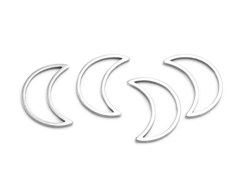 Verbinder als Mond aus 304 Edelstahl in platinfarben 4 Stück