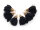 blumige Quasten aus Chiffon in schwarz und goldfarben 6 Stück