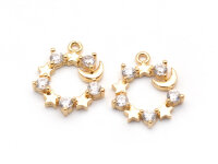 Anhänger Mond Sterne mit Strass 18 k Gold...