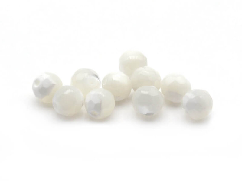 facettierte Perlen aus Perlmutt in weiß 4 mm 10 Stück